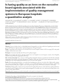 Cover page: Is having quality as an item on the executive board agenda associated with the implementation of quality management systems in European hospitals: a quantitative analysis.