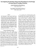 Cover page: Investigating the Intrinsic Integration Hypothesis for the Designof Game-Based Learning Activities