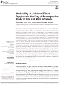 Cover page: Heritability of Unilateral Elbow Dysplasia in the Dog: A Retrospective Study of Sire and Dam Influence.