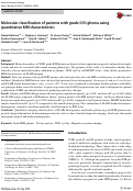 Cover page: Molecular classification of patients with grade II/III glioma using quantitative MRI characteristics