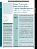 Cover page: National Performance Benchmarks for Modern Screening Digital Mammography: Update from the Breast Cancer Surveillance Consortium.