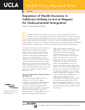 Cover page: Expansion of Health Insurance in California Unlikely to Act as Magnet for Undocumented Immigration