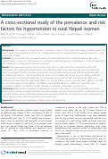 Cover page: A cross-sectional study of the prevalence and risk factors for hypertension in rural Nepali women
