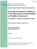 Cover page: Assessing the Impacts of Reduced Noise Operations of Wind Turbines on Neighbor Annoyance: A Preliminary Analysis in Vinalhaven, Maine