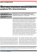 Cover page: Observation of interlayer plasmon polaron in graphene/WS2 heterostructures