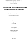 Cover page: Molecular Beam Epitaxy of Perovskite BaSnO3 and Antiperovskite Sr3SnO Thin Films
