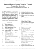 Cover page: Improved Battery Storage Valuation Through Degradation Reduction