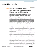 Cover page: Blood pressure variability and plasma Alzheimer’s disease biomarkers in older adults