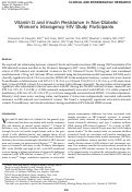 Cover page: Vitamin D and Insulin Resistance in Non-Diabetic Women's Interagency HIV Study Participants