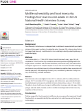 Cover page: Midlife vulnerability and food insecurity: Findings from low-income adults in the US National Health Interview Survey