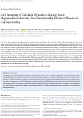 Cover page: Live Imaging of Calcium Dynamics during Axon Degeneration Reveals Two Functionally Distinct Phases of Calcium Influx