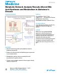 Cover page: Metabolic Network Analysis Reveals Altered Bile Acid Synthesis and Metabolism in Alzheimer's Disease.