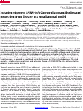 Cover page: Isolation of potent SARS-CoV-2 neutralizing antibodies and protection from disease in a small animal model