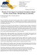 Cover page: Release #2021-12: Plurality of Voters Support Constitutional Amendment to Repeal the State’s Death Penalty, Although Many are Undecided