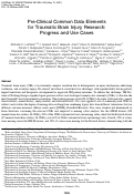 Cover page: Pre-Clinical Common Data Elements for Traumatic Brain Injury Research: Progress and Use Cases