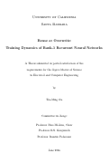 Cover page of Reuse or Overwrite: Training Dynamics of Rank-1 Recurrent Neural Networks