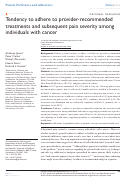 Cover page: Tendency to adhere to provider-recommended treatments and subsequent pain severity among individuals with cancer