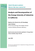 Cover page: Analysis and Decomposition of the Energy Intensity of Industries in California
