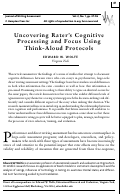 Cover page: Uncovering Rater's Cognitive Processing and Focus Using Think-Aloud Protocols