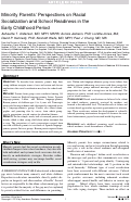 Cover page: Minority Parents' Perspectives on Racial Socialization and School Readiness in the Early Childhood Period.