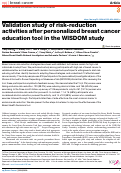 Cover page: Validation study of risk-reduction activities after personalized breast cancer education tool in the WISDOM study.