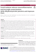 Cover page: Social isolation induces neuroinflammation and microglia overactivation, while dihydromyricetin prevents and improves them