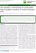 Cover page: 2ab assembly: a methodology for automatable, high-throughput assembly of standard biological parts