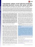 Cover page: Transcriptome analyses reveal molecular mechanisms underlying functional recovery after spinal cord injury