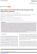 Cover page: Solar Panels as Novel Nest Sites for the European Paper Wasp Polistes dominula.