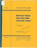 Cover page: Behavior of Tubular Truss Joints Under Static Loads, phase 2