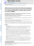 Cover page: Maternal exposure to pyrethroid insecticides during pregnancy and respiratory allergy symptoms among children participating in the Venda Health Examination of Mothers, Babies and their Environment (VHEMBE).