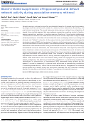 Cover page: Search-Related Suppression of Hippocampus and Default Network Activity during Associative Memory Retrieval