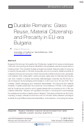 Cover page: Durable Remains: Glass Reuse, Material Citizenship and Precarity in EU-era Bulgaria