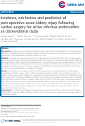 Cover page: Incidence, risk factors and prediction of post-operative acute kidney injury following cardiac surgery for active infective endocarditis: an observational study