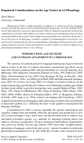 Cover page: Empirical Considerations on the Age Factor in L2 Phonology