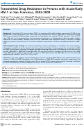 Cover page: Transmitted Drug Resistance in Persons with Acute/Early HIV-1 in San Francisco, 2002-2009