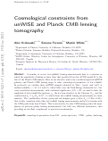 Cover page: Cosmological constraints from unWISE and Planck CMB lensing tomography
