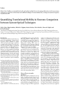 Cover page: Quantifying Translational Mobility in Neurons: Comparison between Current Optical Techniques