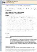 Cover page: Maternal well-being and child behavior in families with fragile X syndrome