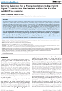 Cover page: Genetic Evidence for a Phosphorylation-Independent Signal Transduction Mechanism within the Bacillus subtilis Stressosome