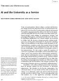 Cover page of AI and the University as a Service