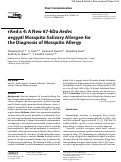 Cover page: rAed a 4: A New 67-kDa Aedes aegypti Mosquito Salivary Allergen for the Diagnosis of Mosquito Allergy