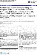 Cover page: Relationship between salivary shedding and seropositivity for Kaposi's sarcoma-associated herpesvirus (KSHV) and Epstein-Barr virus (EBV) among South African children and adults: insights on why EBV infection is ubiquitous and KSHV is not
