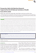 Cover page: Perspective: Early-Life Nutrition Research Supported by the US National Institutes of Health from 2018 to 2020.