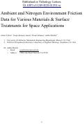 Cover page: Ambient and Nitrogen Environment Friction Data for Various Materials &amp; Surface Treatments for Space Applications