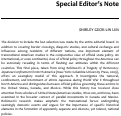 Cover page: Special Editor’s Note