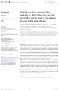 Cover page: Palmitoylation controls the stability of 190 kDa ankyrin-G in dendritic spines and is regulated by ZDHHC8 and lithium