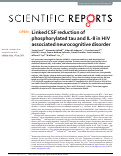 Cover page: Linked CSF reduction of phosphorylated tau and IL-8 in HIV associated neurocognitive disorder