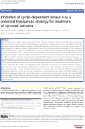 Cover page: Inhibition of cyclin-dependent kinase 4 as a potential therapeutic strategy for treatment of synovial sarcoma.