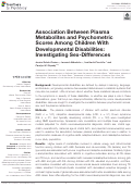 Cover page: Association Between Plasma Metabolites and Psychometric Scores Among Children With Developmental Disabilities: Investigating Sex-Differences